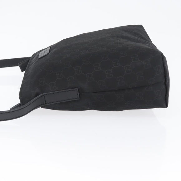 GUCCI GG Canvas Shoulder Bag Nylon Black Silver 314529 Auth gh1748