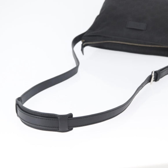 GUCCI GG Canvas Shoulder Bag Nylon Black Silver 314529 Auth gh1748