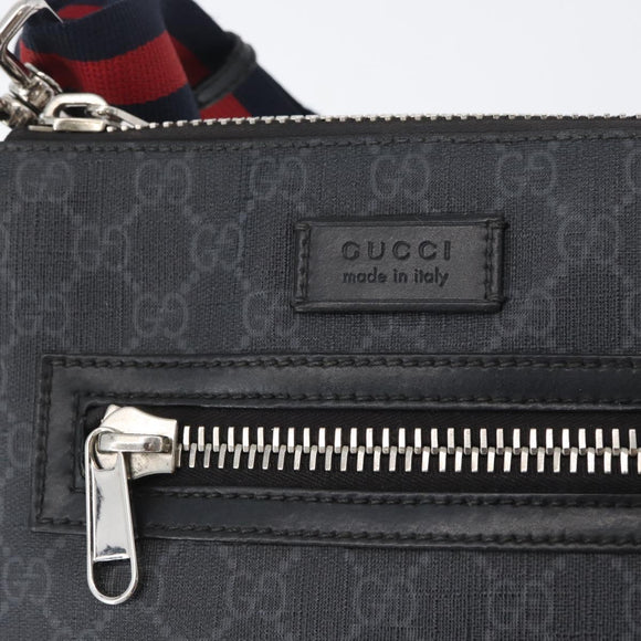 GUCCI GG Supreme Sherry Line Shoulder Bag PVC Black Silver 523599 Auth gh1751