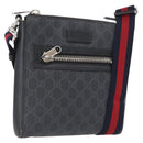 GUCCI GG Supreme Sherry Line Shoulder Bag PVC Black Silver 523599 Auth gh1751-1