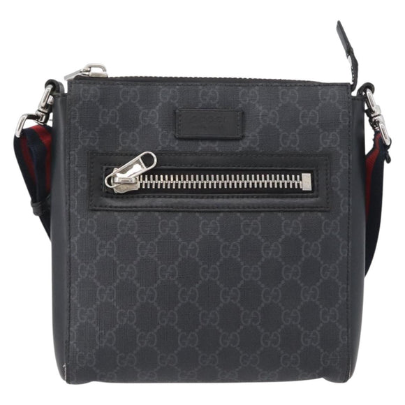 GUCCI GG Supreme Sherry Line Shoulder Bag PVC Black Silver 523599 Auth gh1751