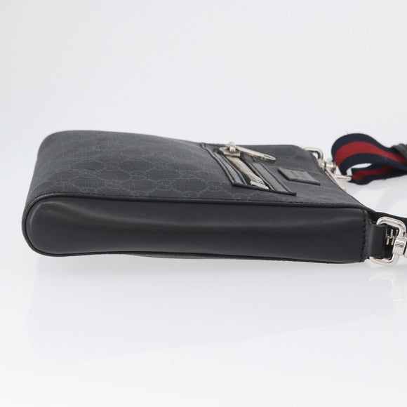 GUCCI GG Supreme Sherry Line Shoulder Bag PVC Black Silver 523599 Auth gh1751