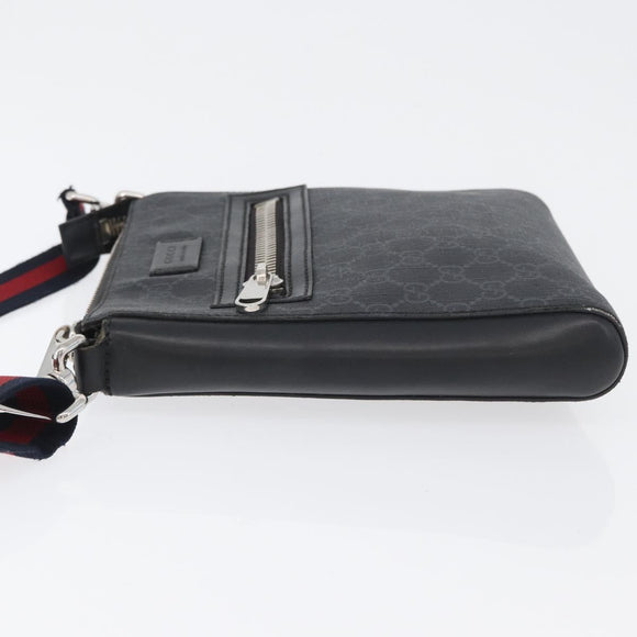 GUCCI GG Supreme Sherry Line Shoulder Bag PVC Black Silver 523599 Auth gh1751