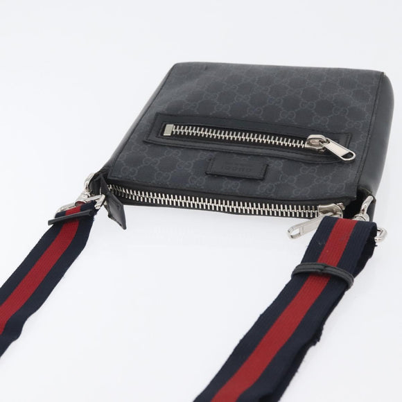 GUCCI GG Supreme Sherry Line Shoulder Bag PVC Black Silver 523599 Auth gh1751