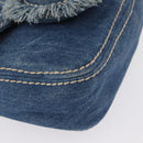 PRADA Schultertasche Kette Denim Blau Silber Auth gh1755V-8