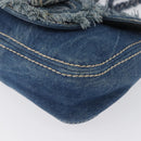 PRADA Chain Shoulder Bag Denim Blue Silver Auth gh1755V-15