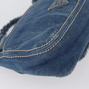 PRADA Schultertasche Kette Denim Blau Silber Auth gh1755V-16