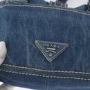 PRADA Schultertasche Kette Denim Blau Silber Auth gh1755V-18