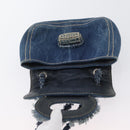 PRADA Schultertasche Kette Denim Blau Silber Auth gh1755V-9