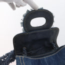 PRADA Schultertasche Kette Denim Blau Silber Auth gh1755V-20