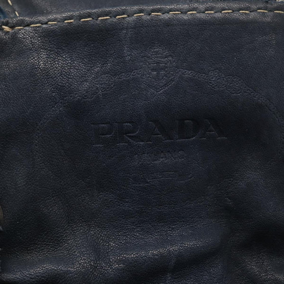 PRADA Chain Shoulder Bag Denim Blue Silver Auth gh1755V
