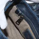 PRADA Schultertasche Kette Denim Blau Silber Auth gh1755V-26
