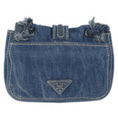PRADA Schultertasche Kette Denim Blau Silber Auth gh1755V-2