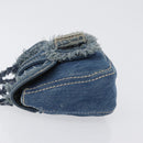 PRADA Schultertasche Kette Denim Blau Silber Auth gh1755V-4