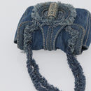 PRADA Schultertasche Kette Denim Blau Silber Auth gh1755V-6