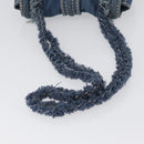 PRADA Schultertasche Kette Denim Blau Silber Auth gh1755V-7