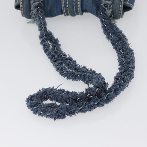 PRADA Schultertasche Kette Denim Blau Silber Auth gh1755V
