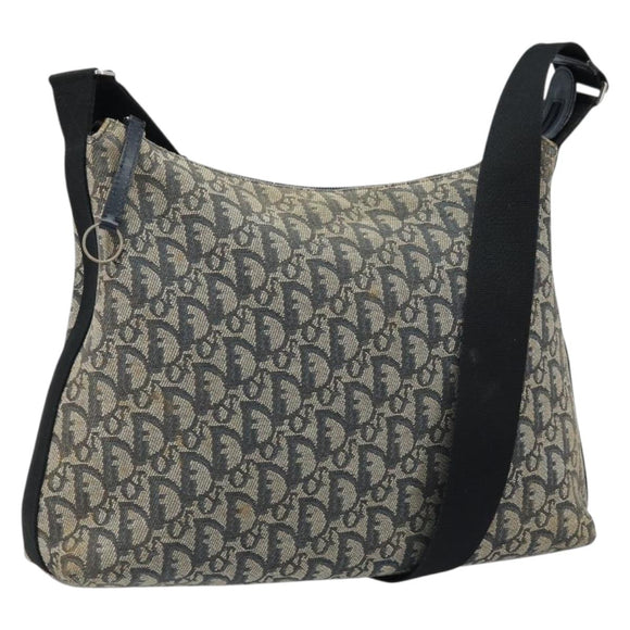 Christian Dior Trotter Canvas Shoulder Bag Navy Silver Auth gh1756