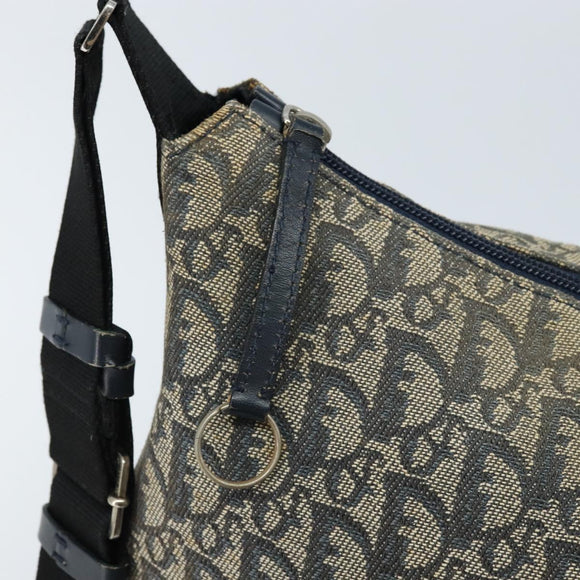 Christian Dior Trotter Canvas Shoulder Bag Navy Silver Auth gh1756