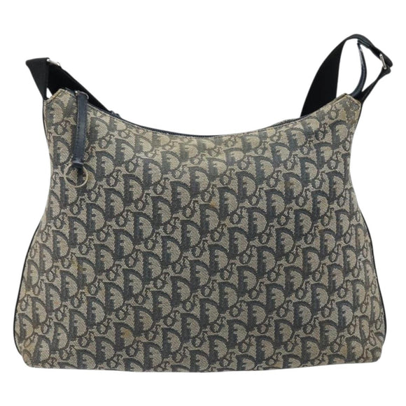 Christian Dior Trotter Canvas Shoulder Bag Navy Silver Auth gh1756