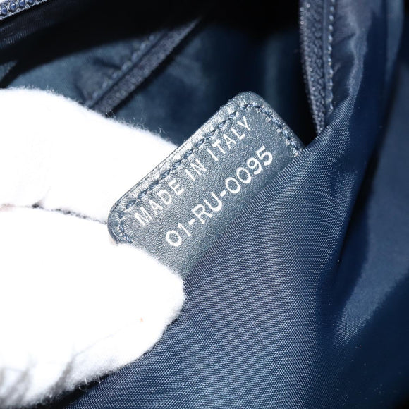 Christian Dior Trotter Canvas Shoulder Bag Navy Silver Auth gh1756