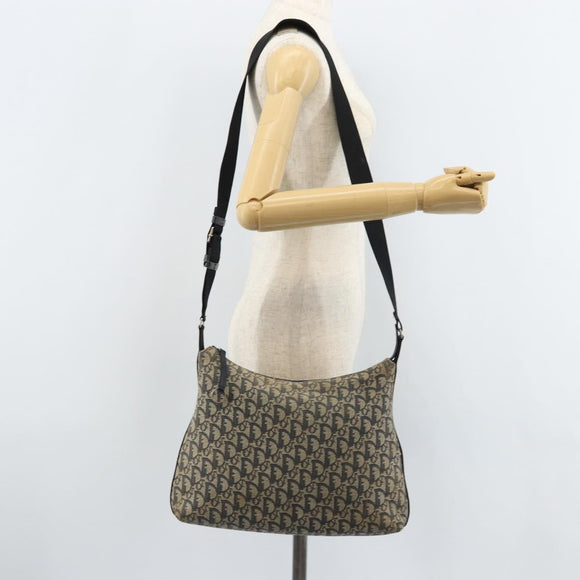 Christian Dior Trotter Canvas Shoulder Bag Navy Silver Auth gh1756