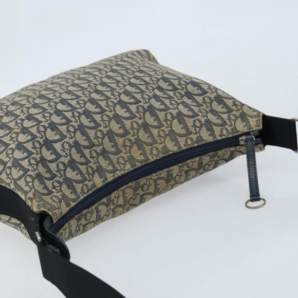 Christian Dior Trotter Canvas Shoulder Bag Navy Silver Auth gh1756