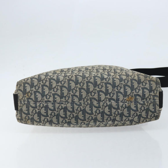 Christian Dior Trotter Canvas Shoulder Bag Navy Silver Auth gh1756