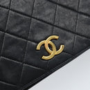 CHANEL Matelasse Chain Shoulder Bag Leather Black Gold CC Auth gh1758-18