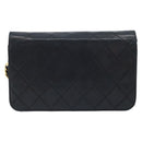 CHANEL Matelasse Chain Shoulder Bag Leather Black Gold CC Auth gh1758-2