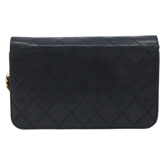 CHANEL Matelasse Chain Shoulder Bag Leather Black Gold CC Auth gh1758