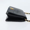 CHANEL Matelasse Chain Shoulder Bag Leather Black Gold CC Auth gh1758-3