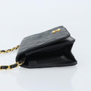 CHANEL Matelasse Chain Shoulder Bag Leather Black Gold CC Auth gh1758-4