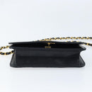 CHANEL Matelasse Chain Shoulder Bag Leather Black Gold CC Auth gh1758-5