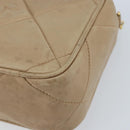 CHANEL Matelasse Chain Shoulder Bag Lamb Skin Beige Gold CC Auth gh1759-10