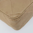 CHANEL Matelasse Chain Shoulder Bag Lamb Skin Beige Gold CC Auth gh1759-13