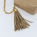 CHANEL Matelasse Chain Shoulder Bag Lamb Skin Beige Gold CC Auth gh1759-14