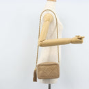 CHANEL Matelasse Chain Shoulder Bag Lamb Skin Beige Gold CC Auth gh1759-23
