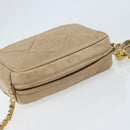 CHANEL Matelasse Chain Shoulder Bag Lamb Skin Beige Gold CC Auth gh1759-6