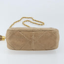CHANEL Matelasse Chain Shoulder Bag Lamb Skin Beige Gold CC Auth gh1759-9
