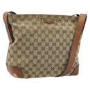 GUCCI GG Canvas Shoulder Bag Beige Silver 337598 Auth gh1763-1