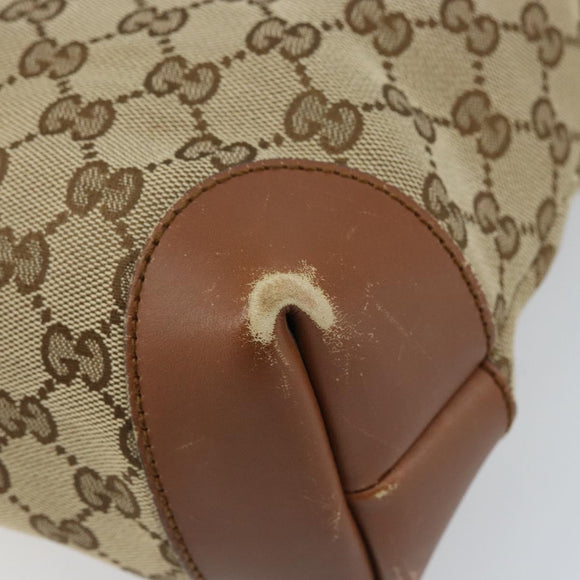 GUCCI GG Canvas Shoulder Bag Beige Silver 337598 Auth gh1763