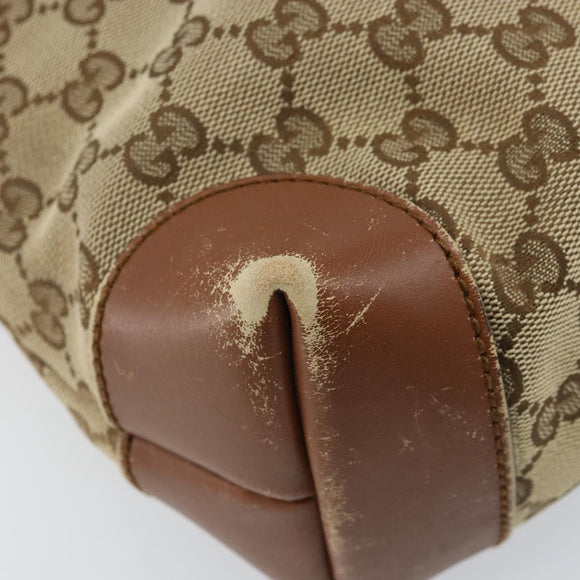GUCCI GG Canvas Shoulder Bag Beige Silver 337598 Auth gh1763