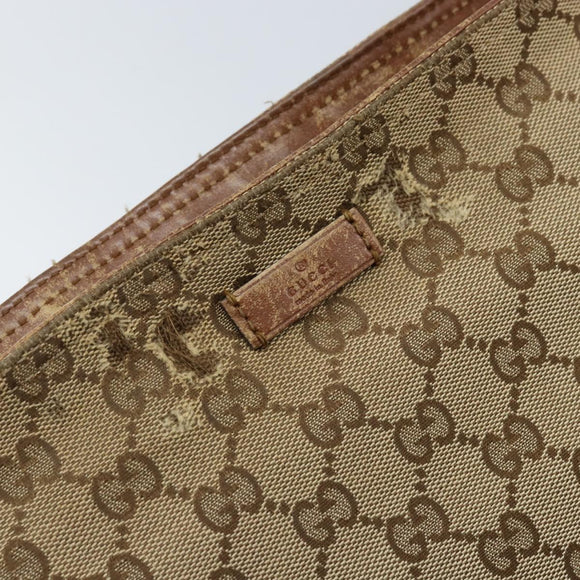 GUCCI GG Canvas Shoulder Bag Beige Silver 337598 Auth gh1763