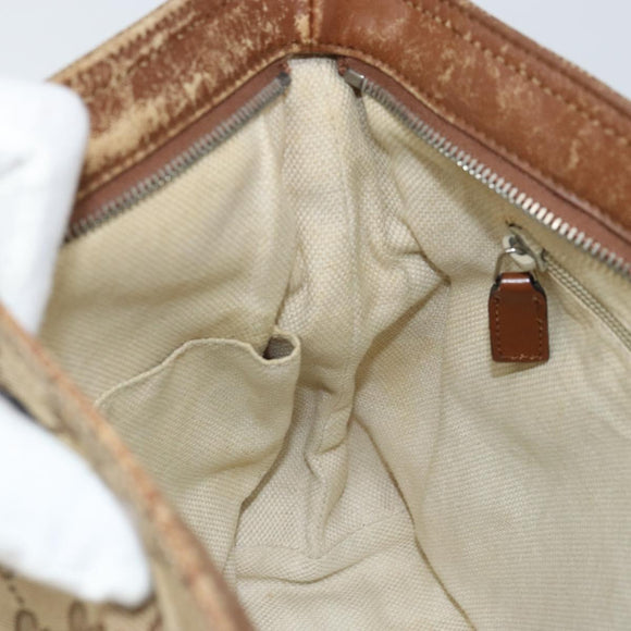 GUCCI GG Canvas Shoulder Bag Beige Silver 337598 Auth gh1763