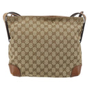 GUCCI GG Canvas Shoulder Bag Beige Silver 337598 Auth gh1763-2