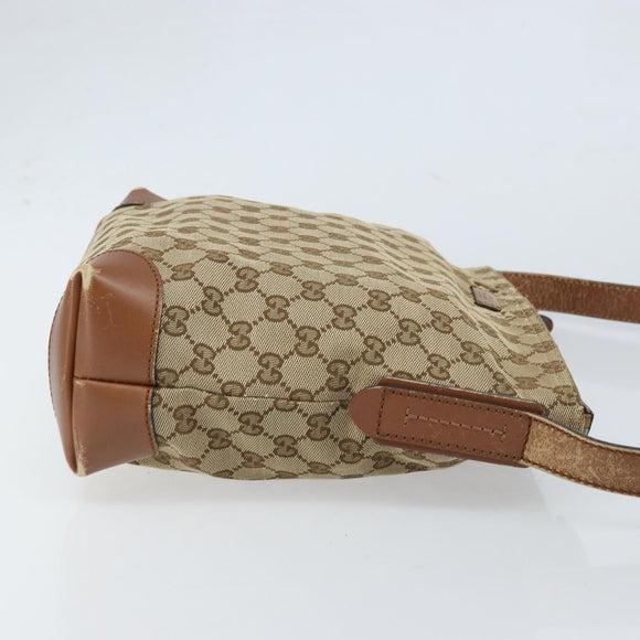 GUCCI GG Canvas Shoulder Bag Beige Silver 337598 Auth gh1763