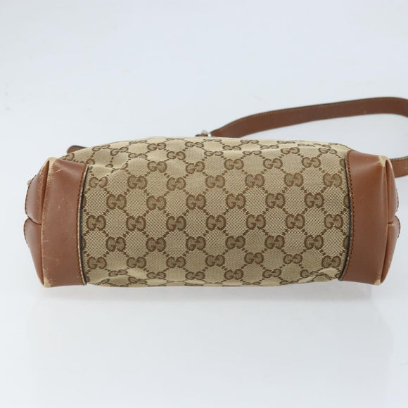 GUCCI GG Canvas Shoulder Bag Beige Silver 337598 Auth gh1763