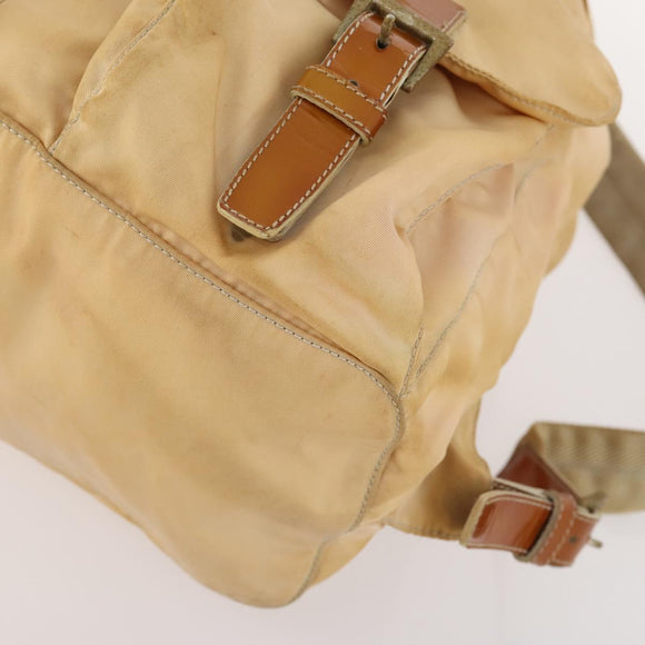 PRADA Backpack Nylon Beige Silver Auth gh1768