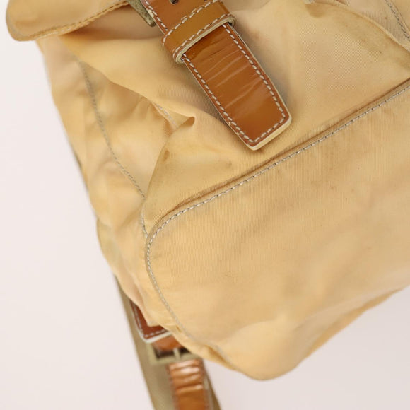 PRADA Backpack Nylon Beige Silver Auth gh1768